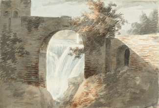 A Waterfall Seen through an Arched Opening in a Wall1789年作/14歳の作品
若きターナーによる水彩画｜建築構造と遠近法を学んでいた初期作品