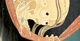 「やってみよう!水彩色鉛筆の裏技いろいろ」を解説するセクションの扉絵 北斎の小平二のパロディー