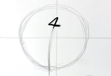 バラ 下描き 花の中心 渦巻き構造 描き方 第一段階