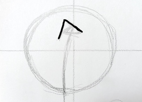 バラ 下描き 花の中心 渦巻き構造 描き方 第二段階