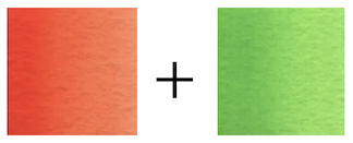 バーミリオンヒューとパーマネントグリーンNo.1の色見本