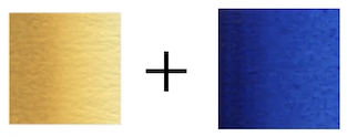 イエローオーカーとコバルトブルーヒューの色見本