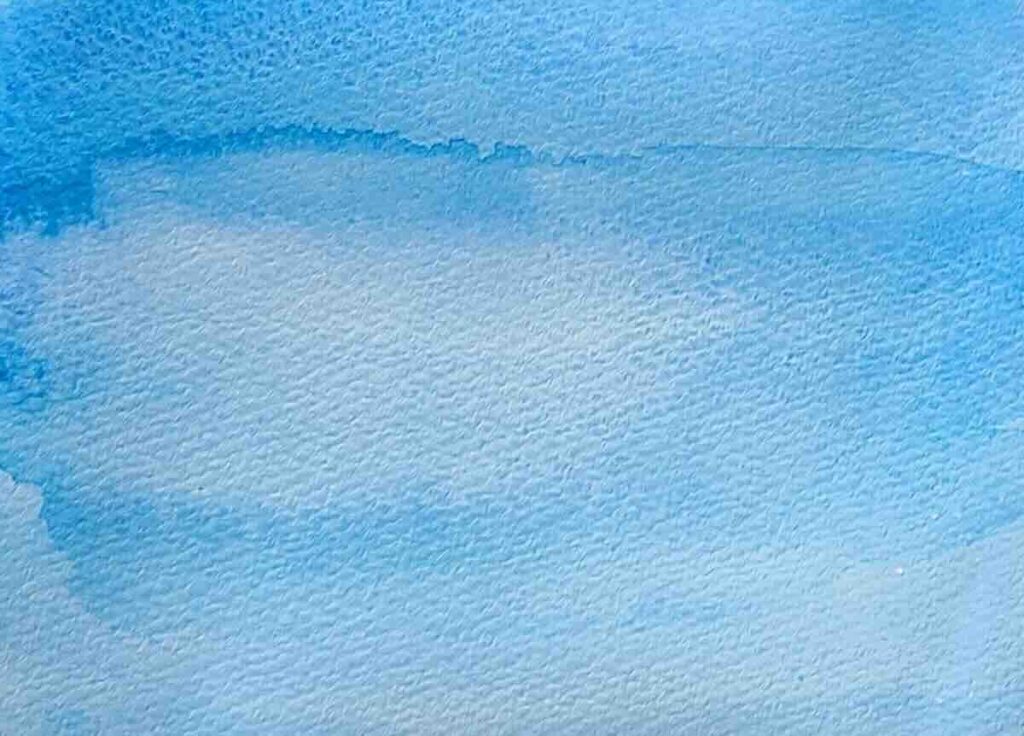 透明水彩 空 ムラ 乾燥途中に手直しをして失敗した例