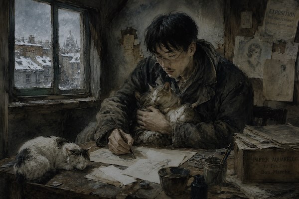 藤田嗣治 パリ 極貧時代 水彩画 イメージ