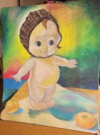 1978年制作/油彩/F6号 キューピー 油彩画 牧野絽蘭 高校2年生制作 F6号
